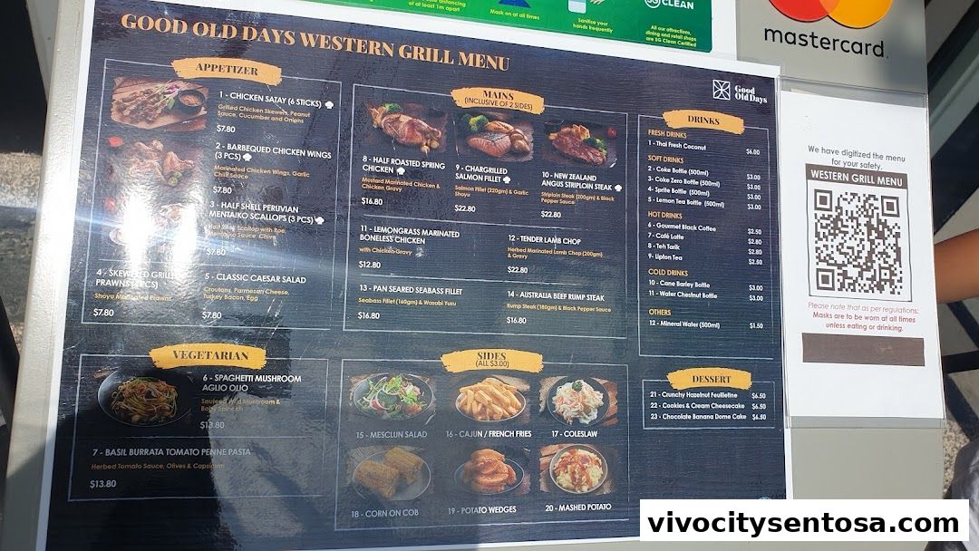 Menu page for Good Old Days