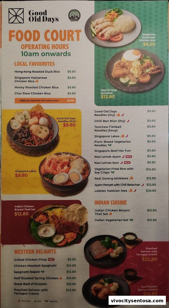 Menu page for Good Old Days
