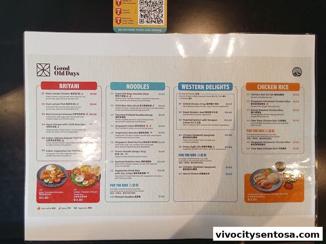 Menu page for Good Old Days
