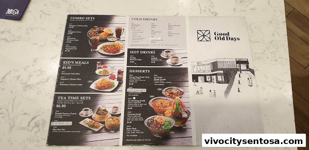 Menu page for Good Old Days