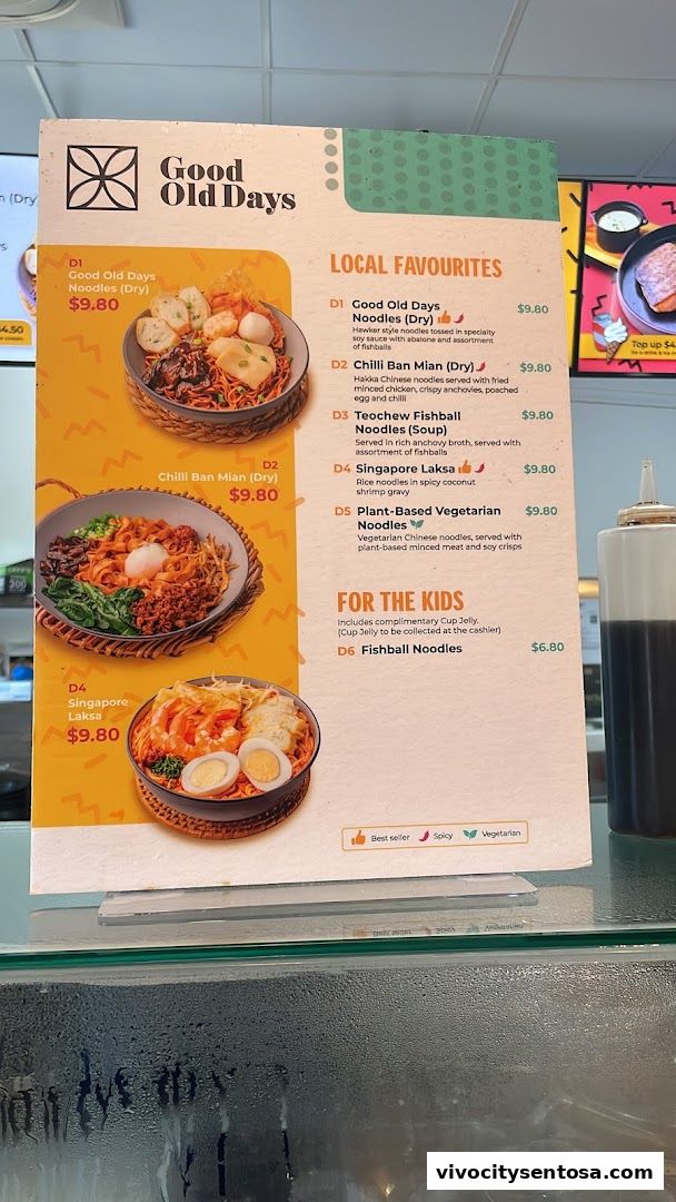Menu page for Good Old Days