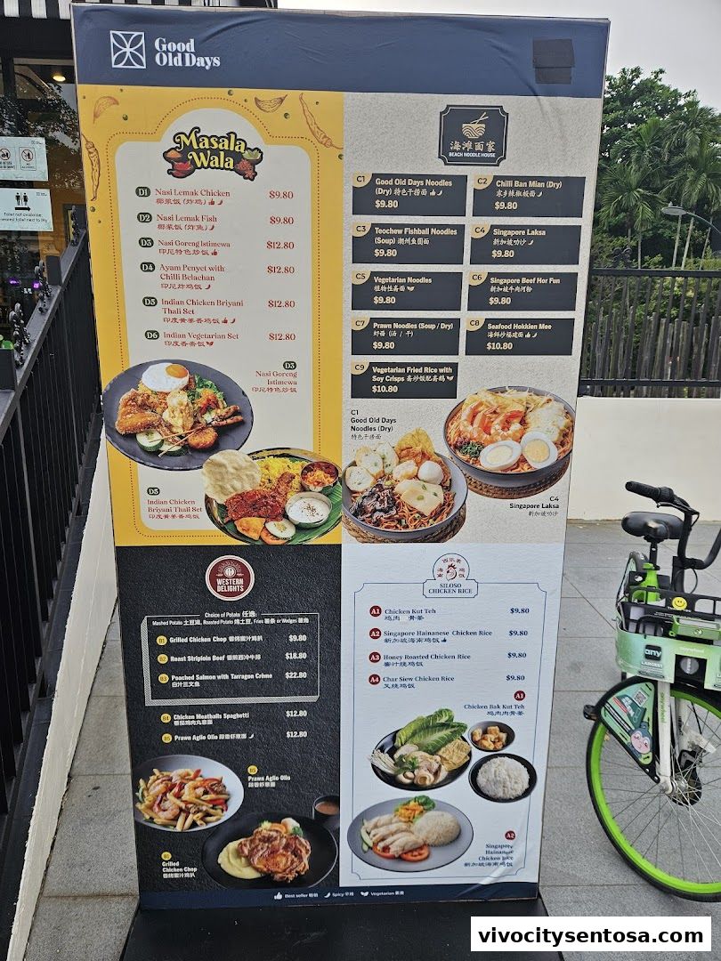 Menu page for Good Old Days