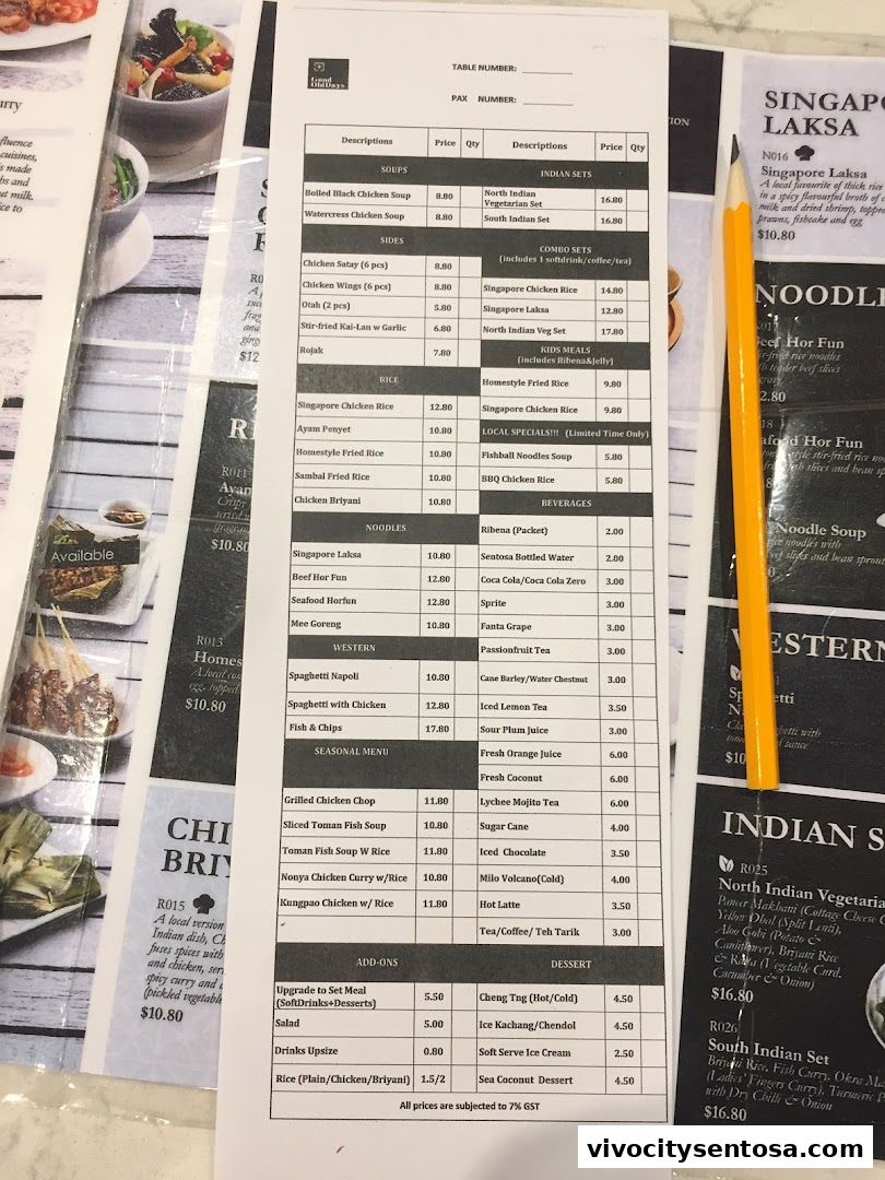 Menu page for Good Old Days