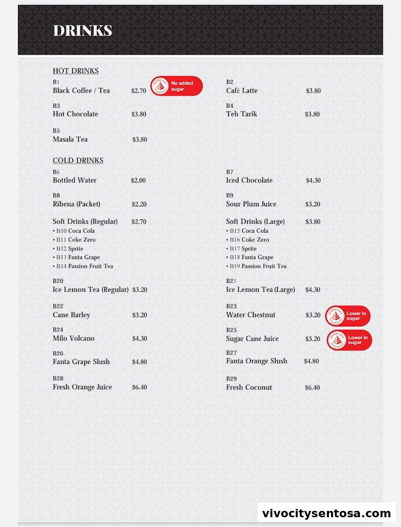Menu page for Good Old Days