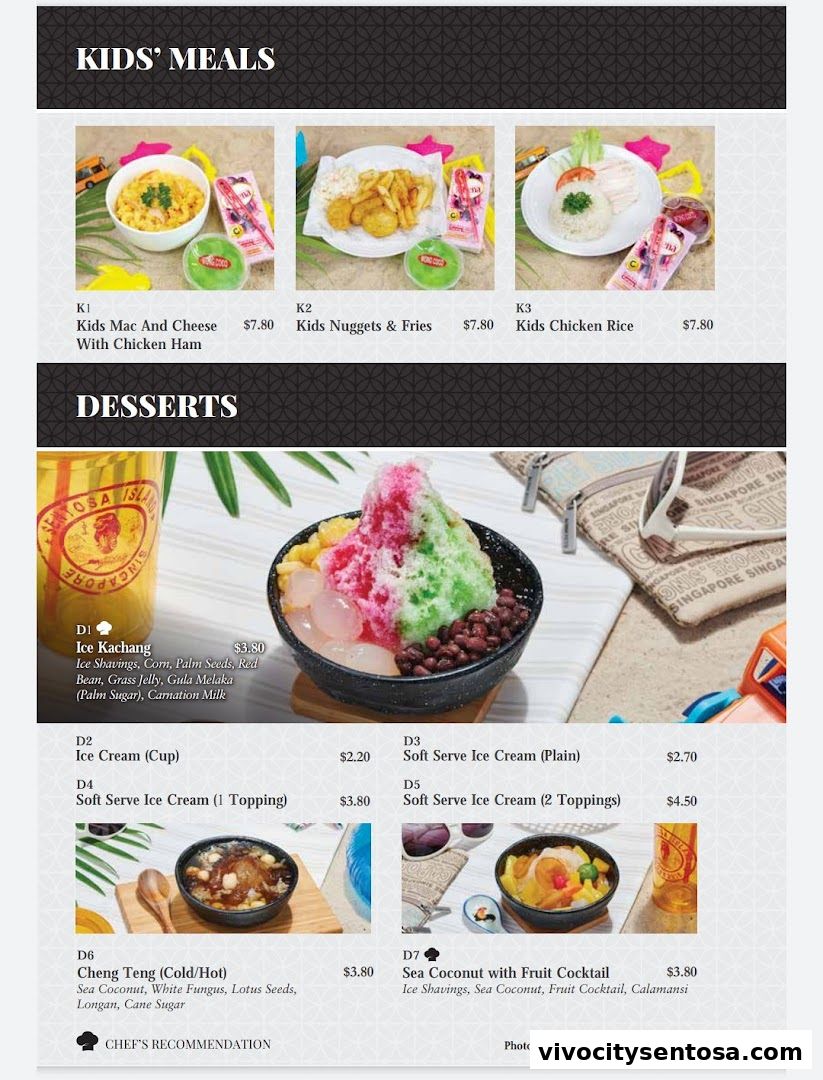 Menu page for Good Old Days