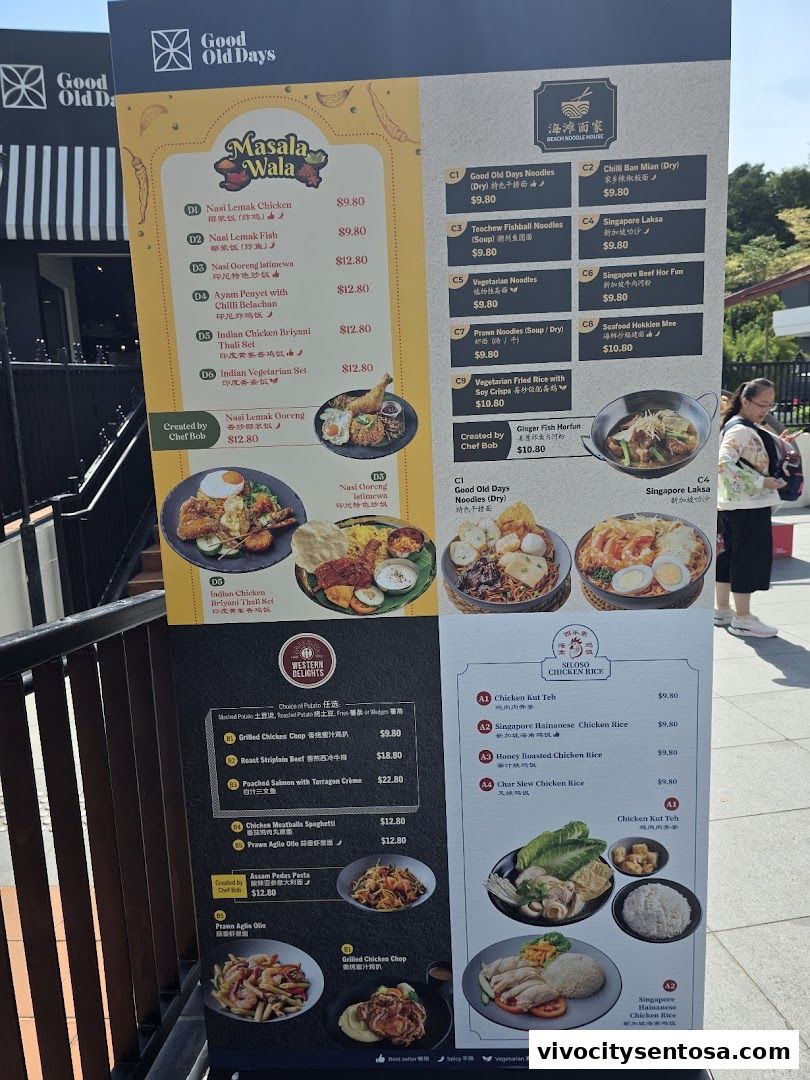Menu page for Good Old Days