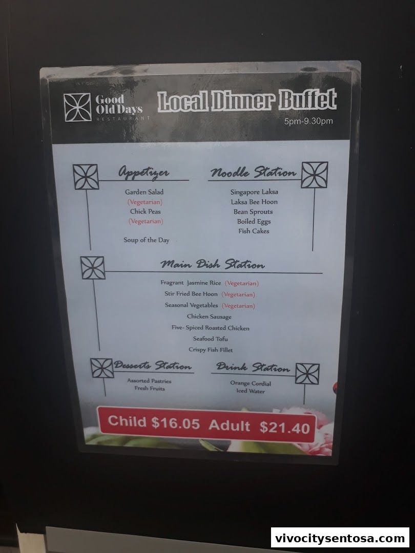 Menu page for Good Old Days