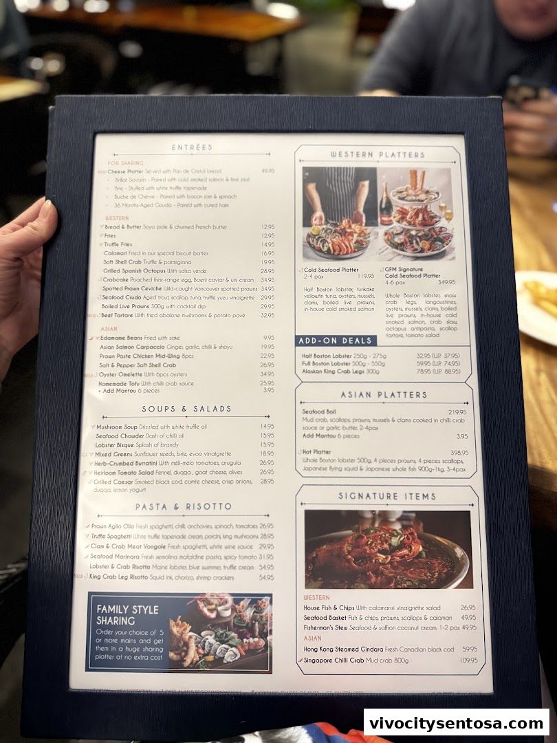 Menu page for Greenwood Fish Market  Seafood Restaurant  Market in Sentosa