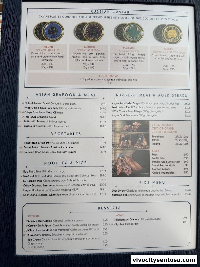 Menu page for Greenwood Fish Market  Seafood Restaurant  Market in Sentosa