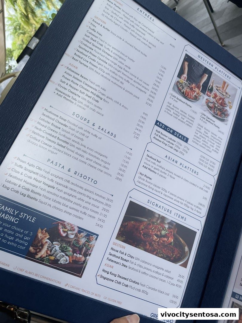Menu page for Greenwood Fish Market  Seafood Restaurant  Market in Sentosa