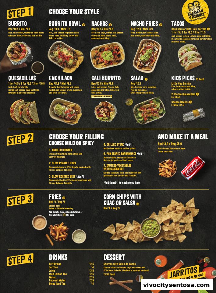 Menu page for Guzman y Gomez - VivoCity