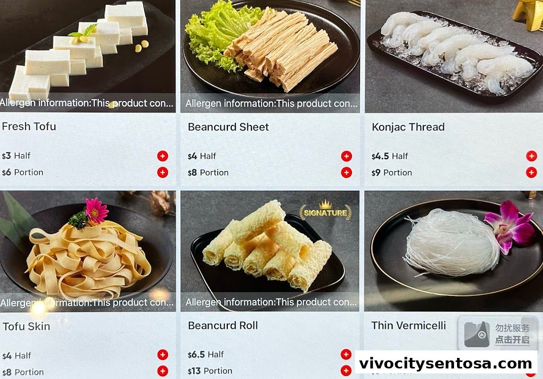 Menu page for 海底捞 Haidilao Hot Pot VivoCity