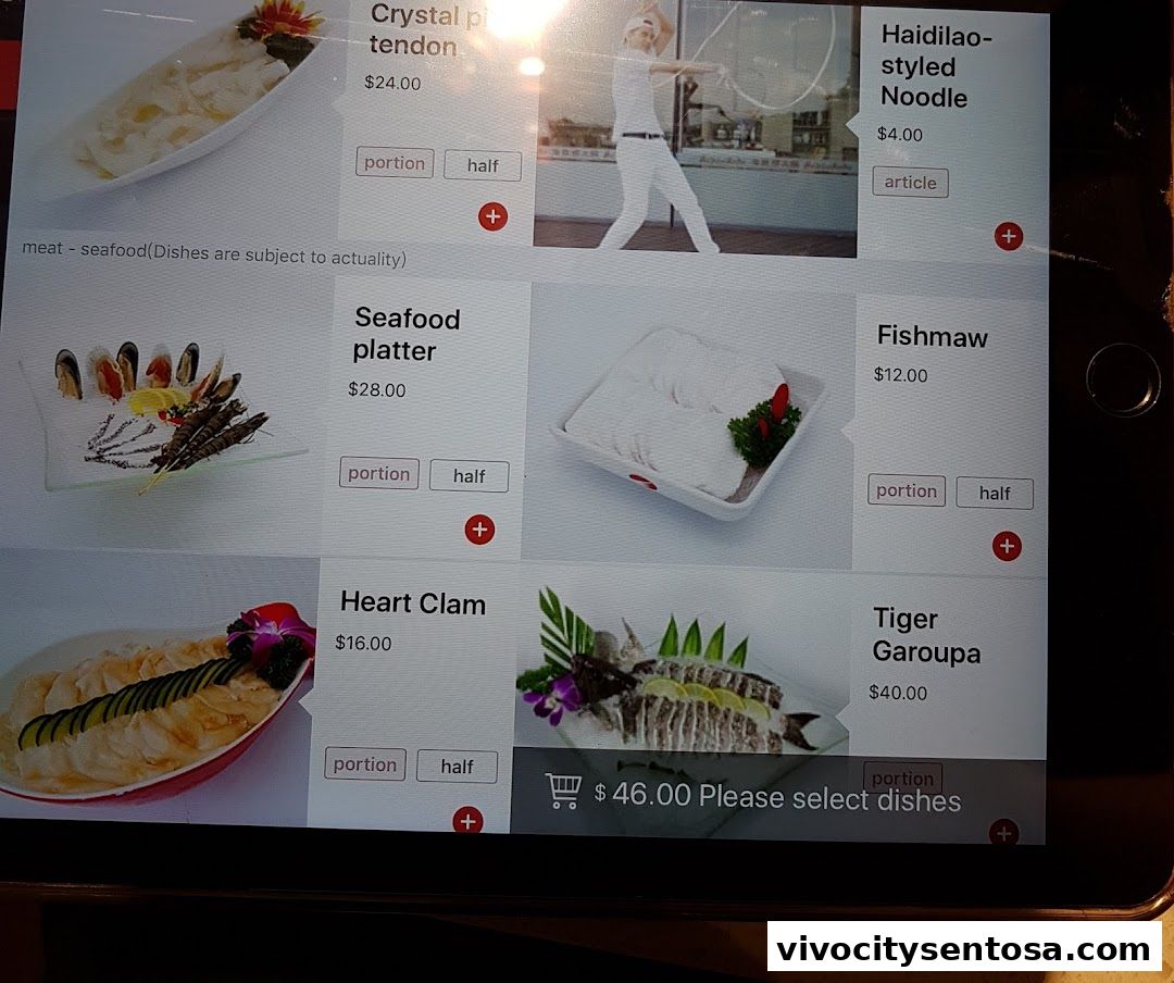Menu page for 海底捞 Haidilao Hot Pot VivoCity