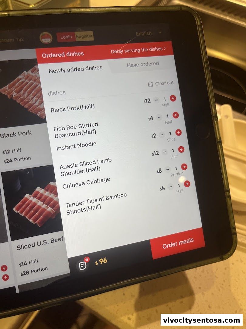 Menu page for 海底捞 Haidilao Hot Pot VivoCity
