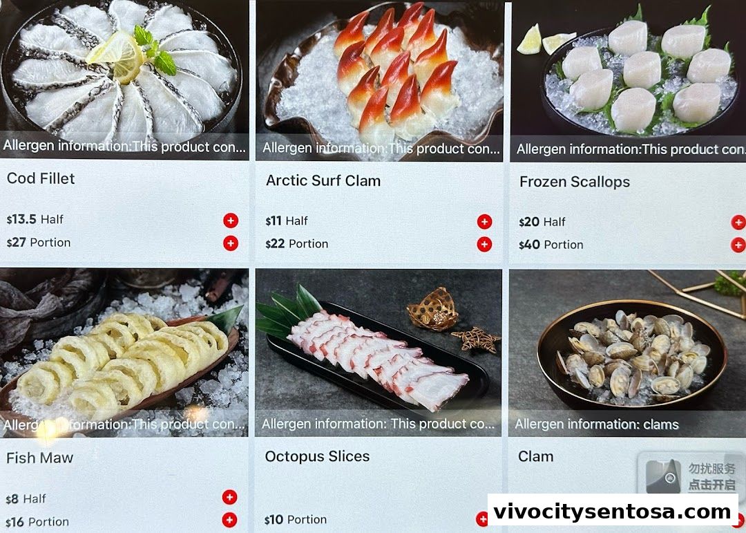 Menu page for 海底捞 Haidilao Hot Pot VivoCity