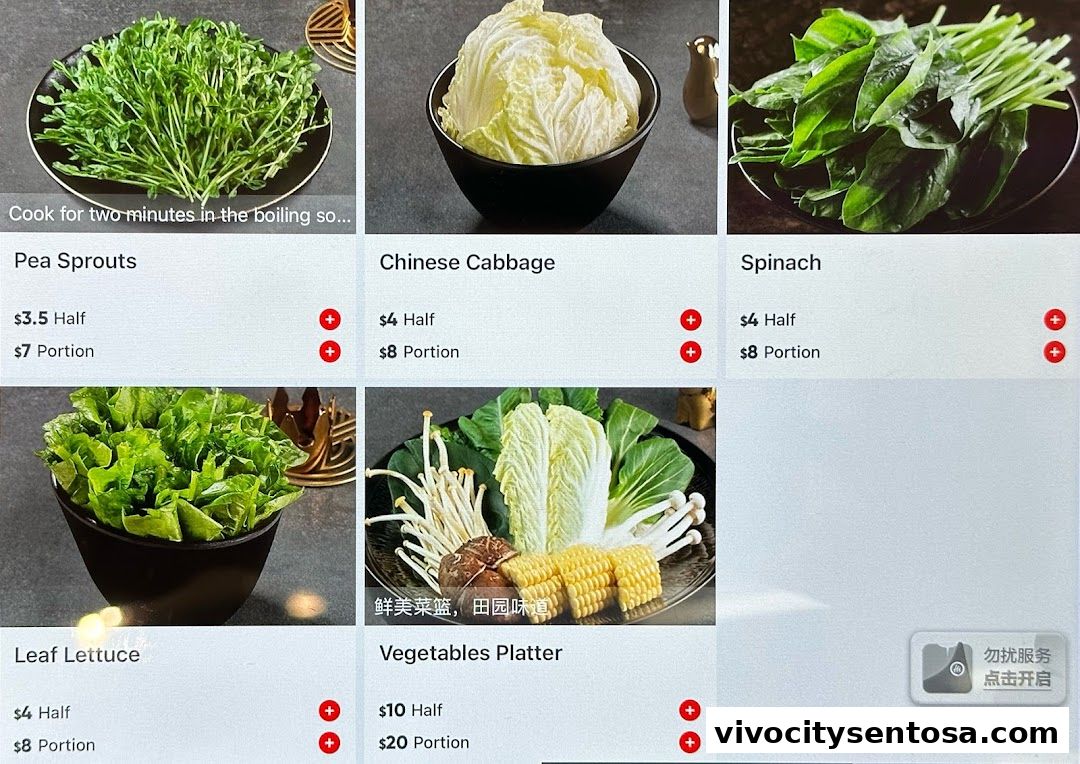 Menu page for 海底捞 Haidilao Hot Pot VivoCity