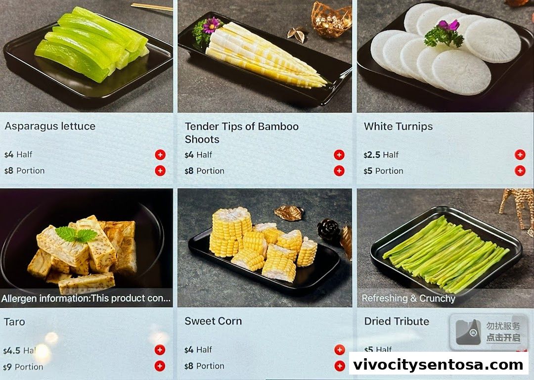 Menu page for 海底捞 Haidilao Hot Pot VivoCity