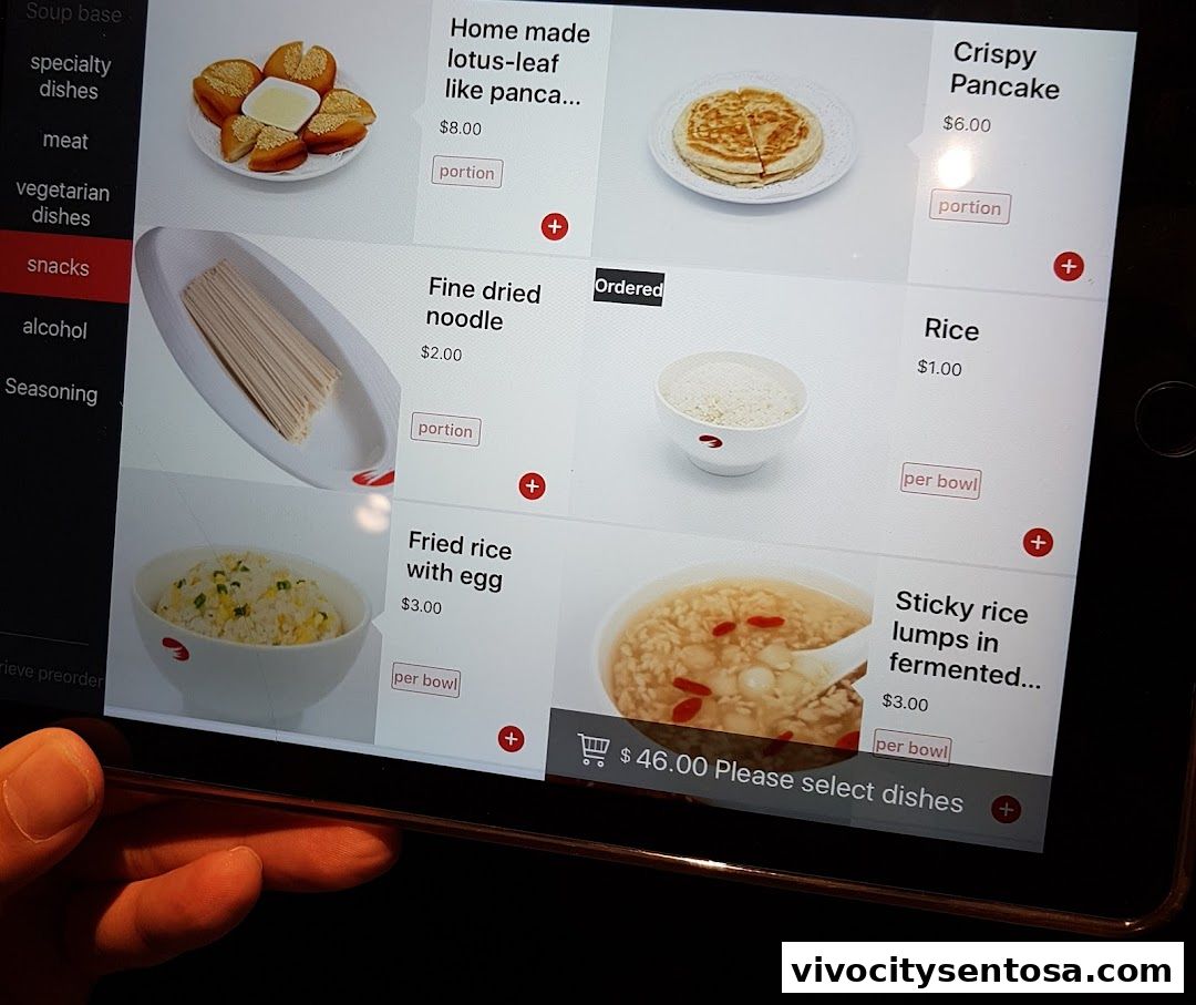Menu page for 海底捞 Haidilao Hot Pot VivoCity