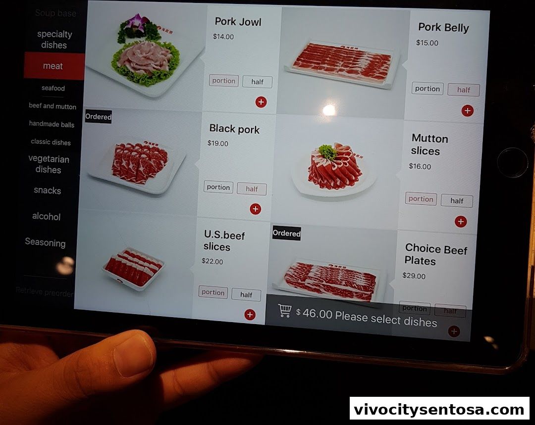 Menu page for 海底捞 Haidilao Hot Pot VivoCity