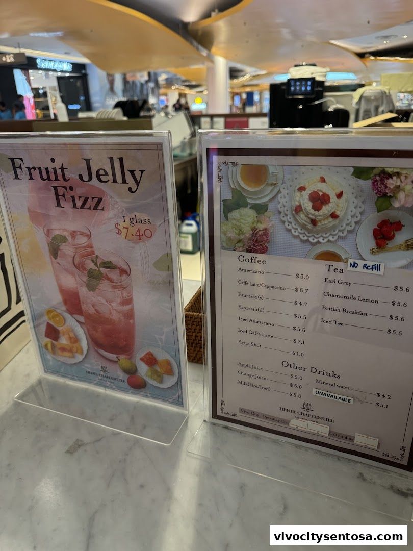 Menu page for Henri Charpentier Vivocity