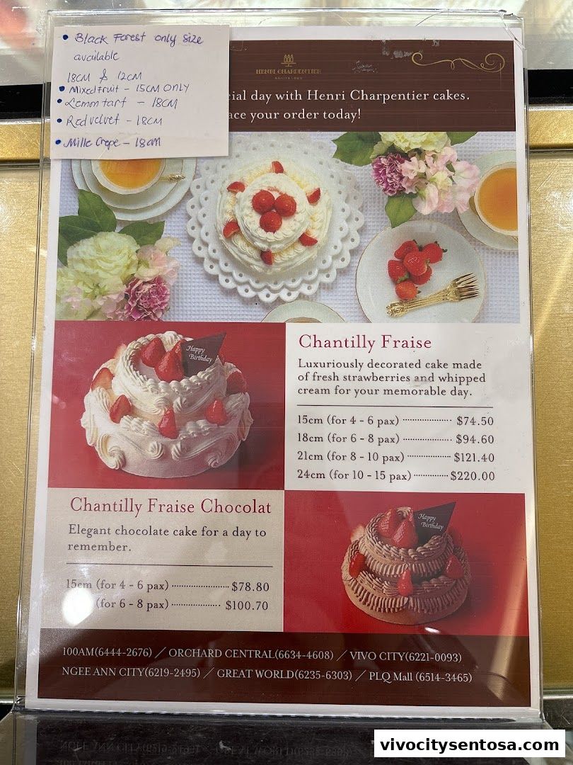 Menu page for Henri Charpentier Vivocity