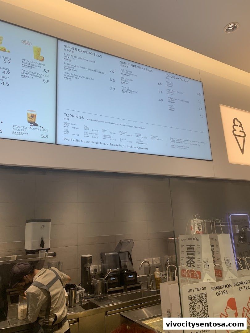 Menu page for HEYTEA  VivoCity