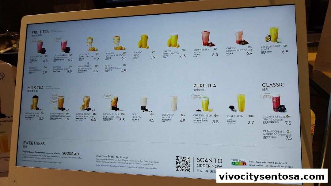 Menu page for HEYTEA  VivoCity