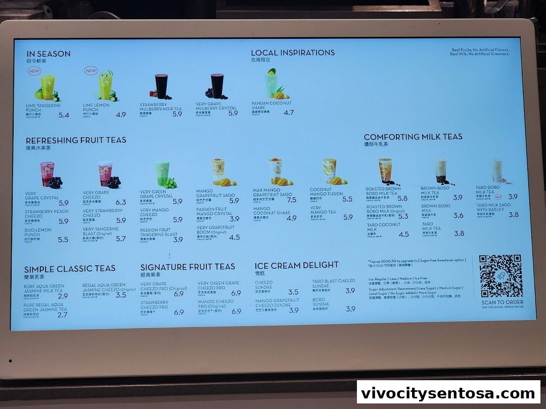Menu page for HEYTEA  VivoCity
