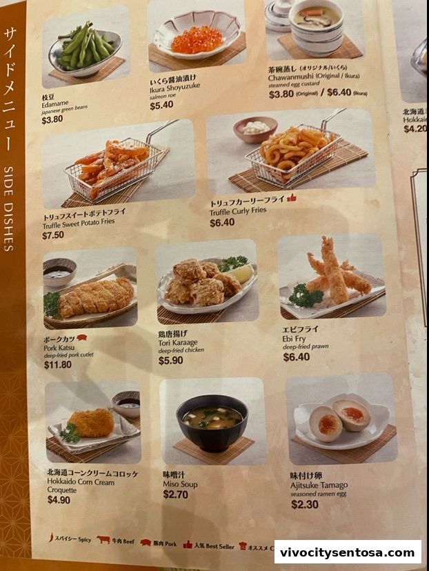 Menu page for Hokkaido-Ya
