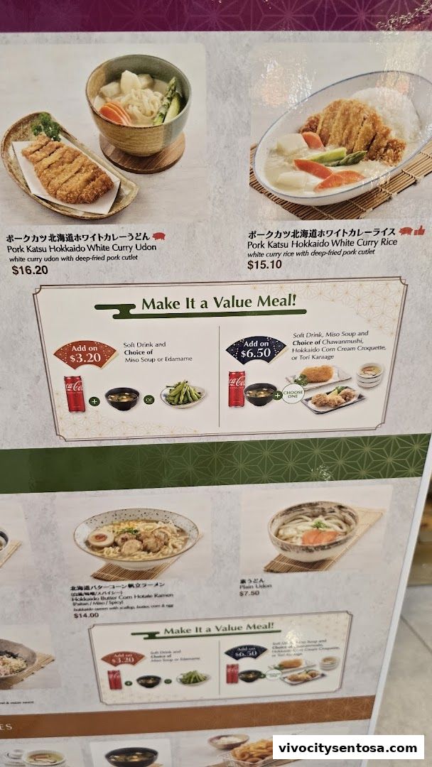 Menu page for Hokkaido-Ya