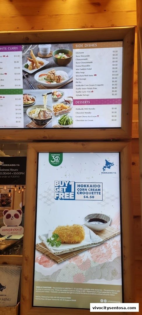 Menu page for Hokkaido-Ya