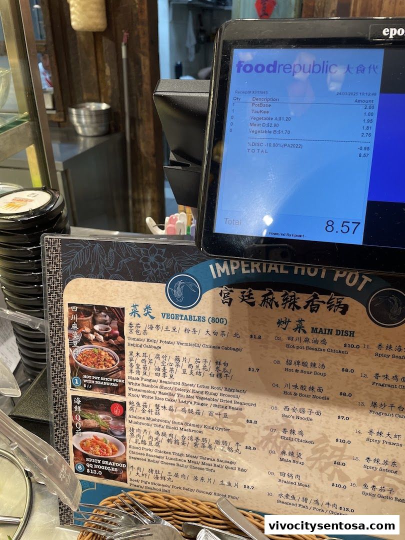 Menu page for Imperial Hot Pot