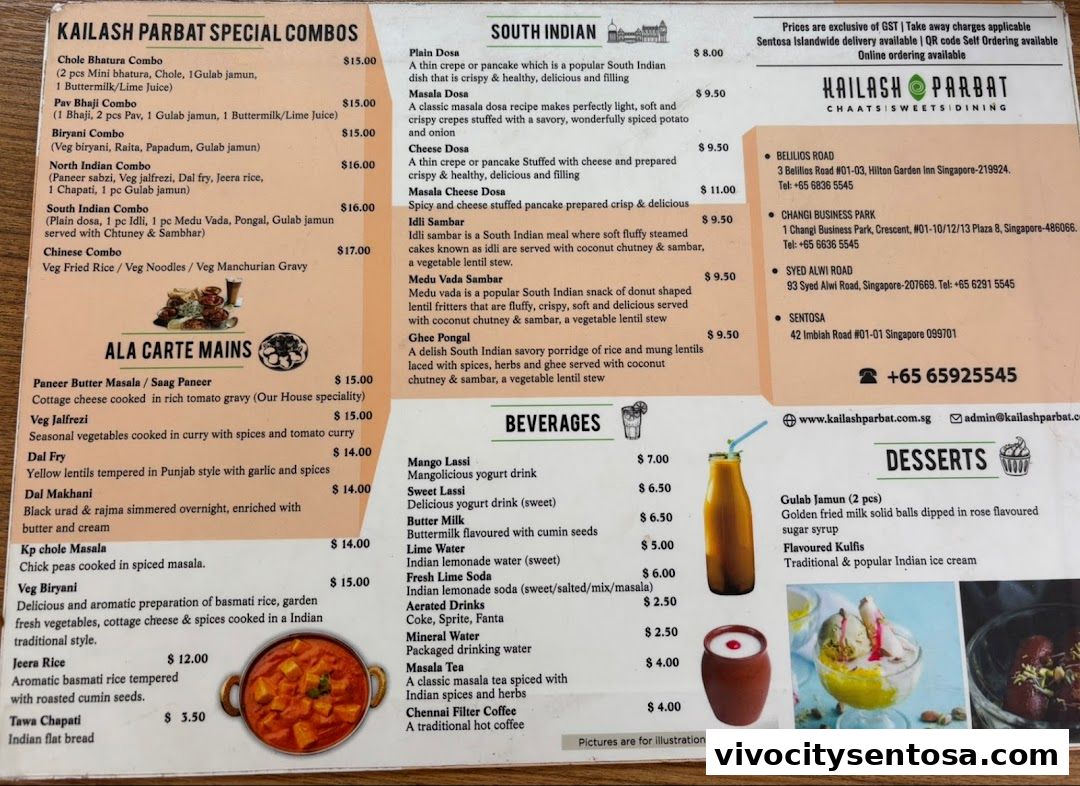 Menu page for Kailash Parbat