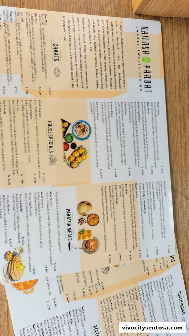Menu page for Kailash Parbat
