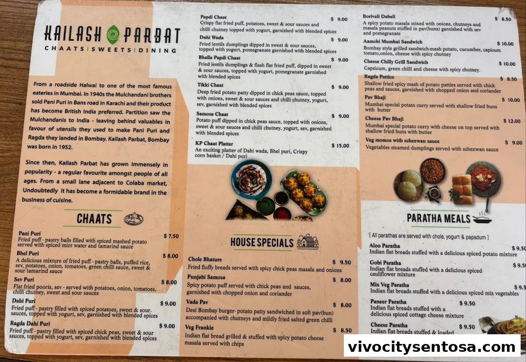 Menu page for Kailash Parbat