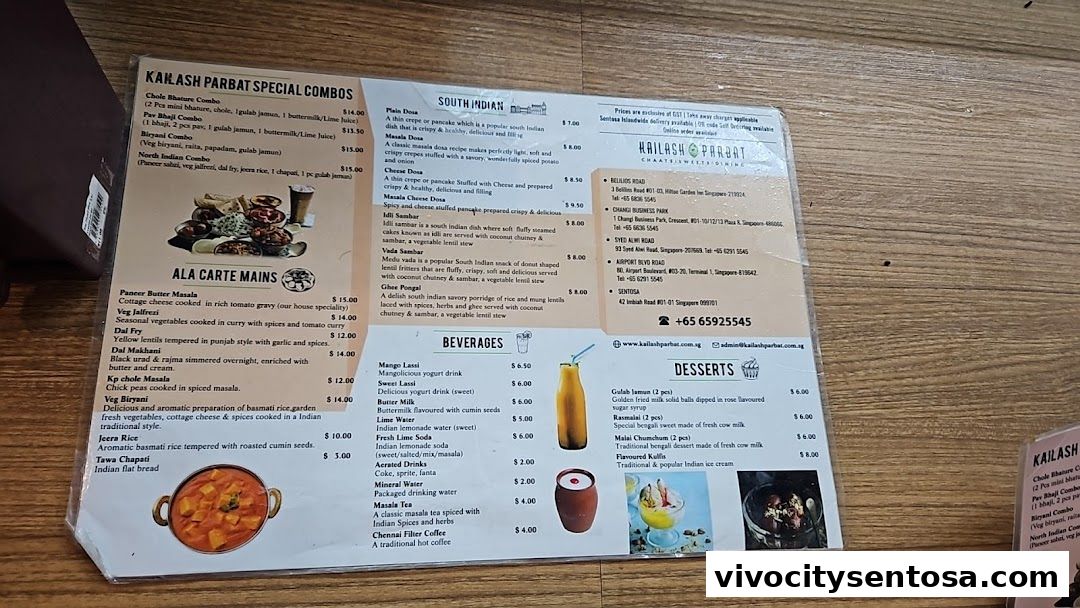 Menu page for Kailash Parbat