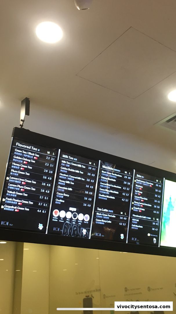 Menu page for KOI Thé  Vivocity