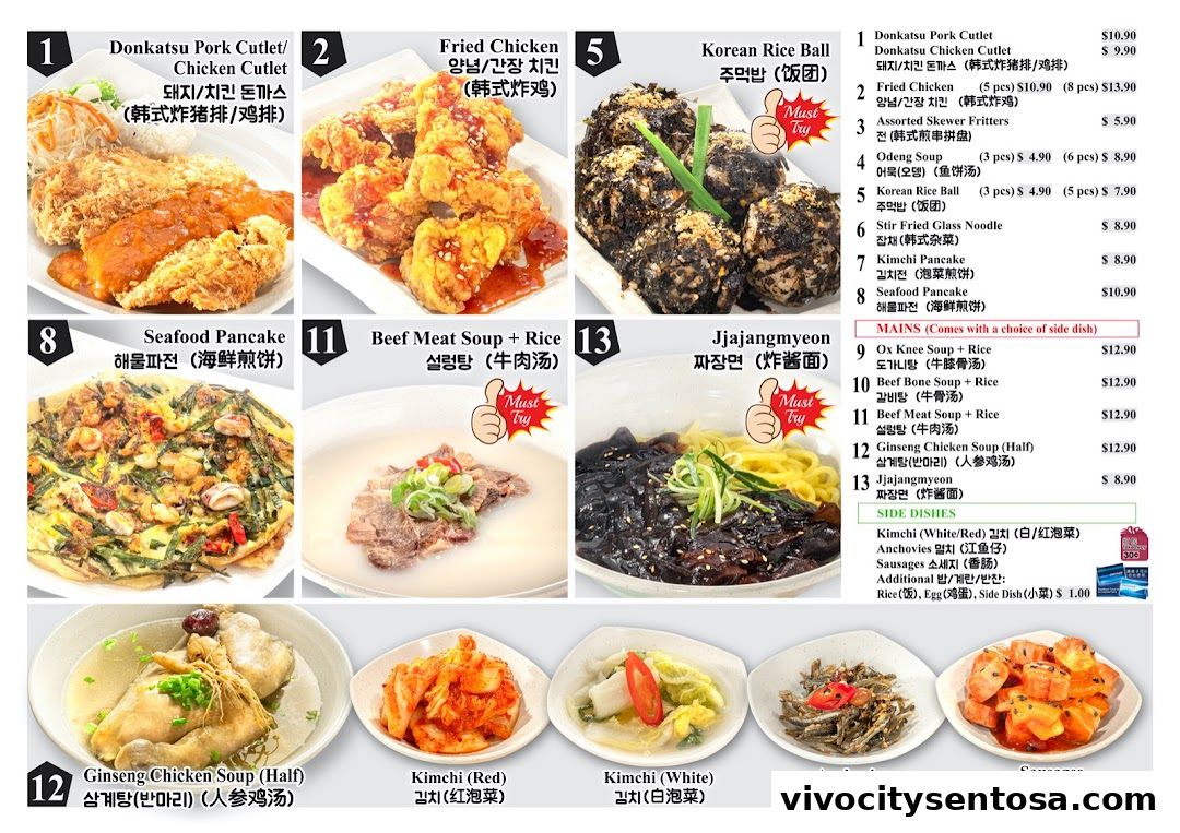 Menu page for Kopitiam Food Hall  VivoCity