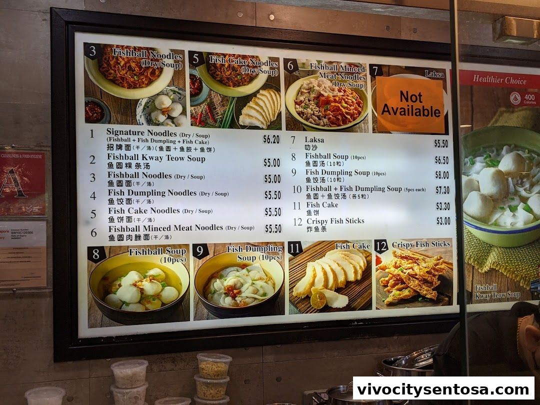 Menu page for Kopitiam Food Hall  VivoCity