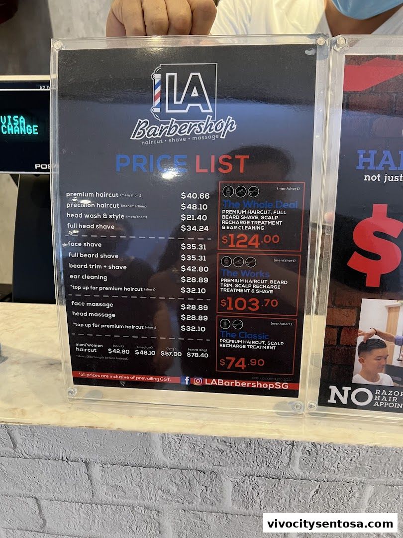 Menu page for LA Barbershop - Vivo City