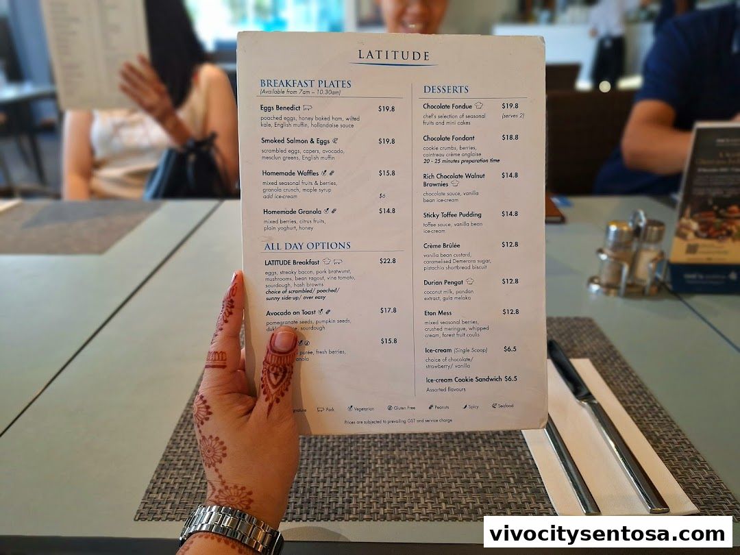 Menu page for Latitude Restaurant  Terrace ONE15 Marina Members only