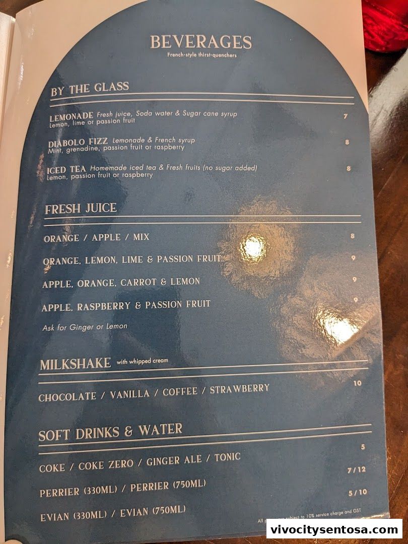 Menu page for Le Faubourg