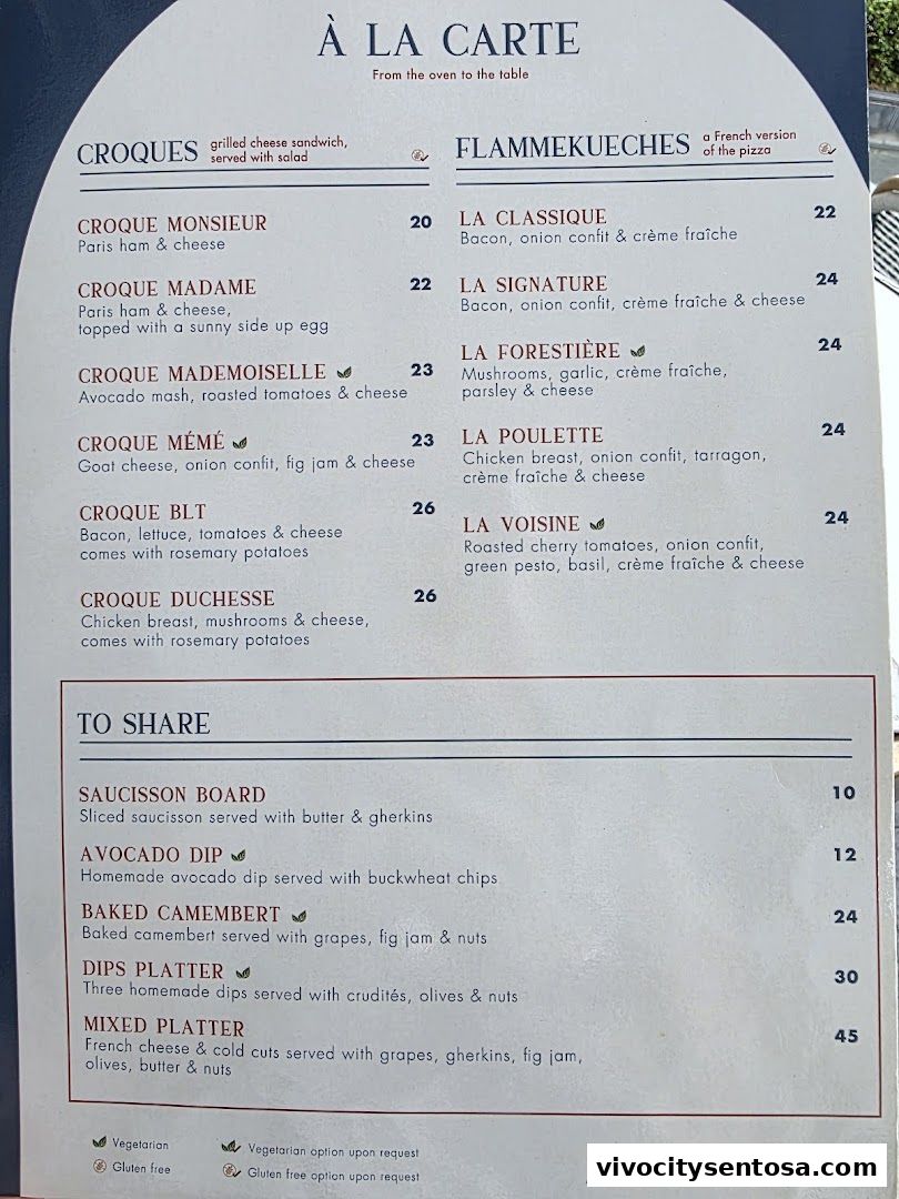 Menu page for Le Faubourg