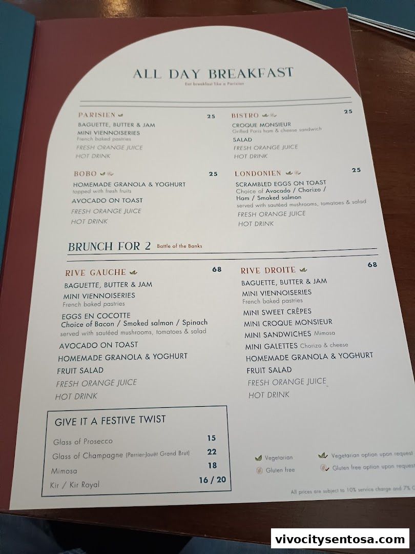 Menu page for Le Faubourg