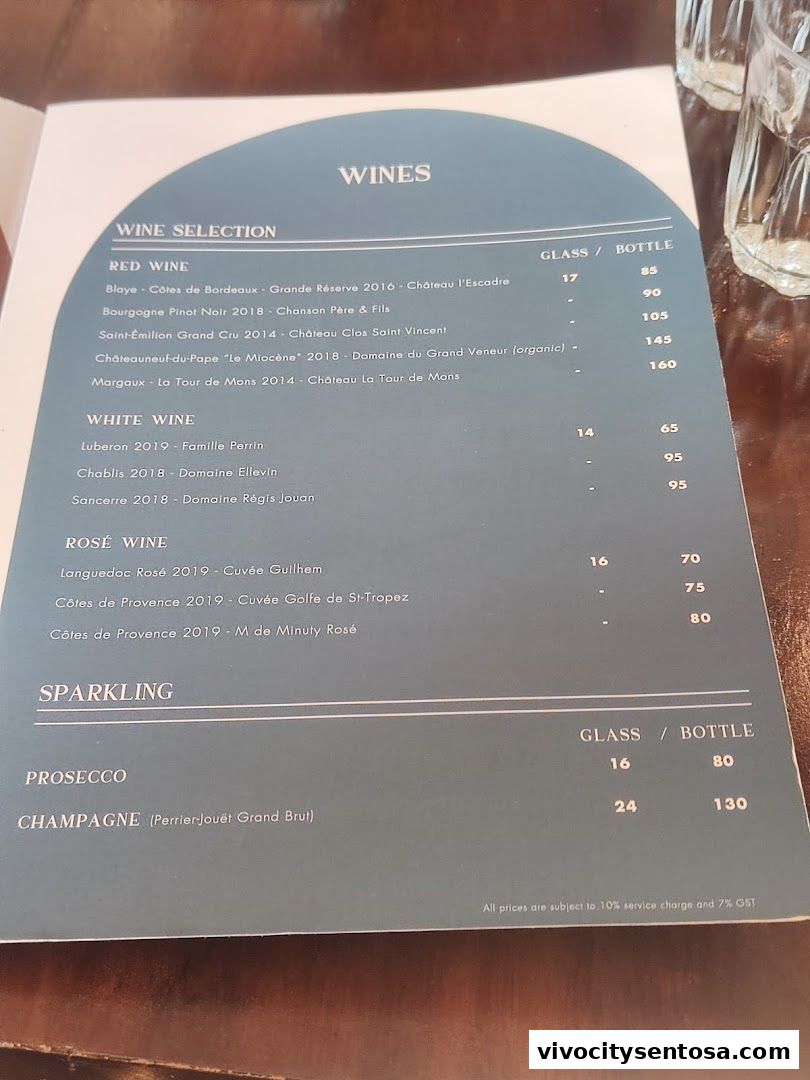 Menu page for Le Faubourg