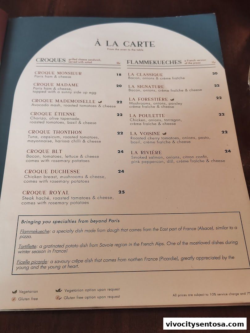 Menu page for Le Faubourg