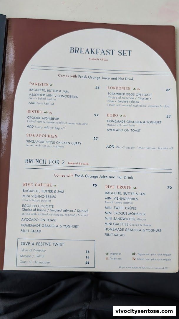 Menu page for Le Faubourg