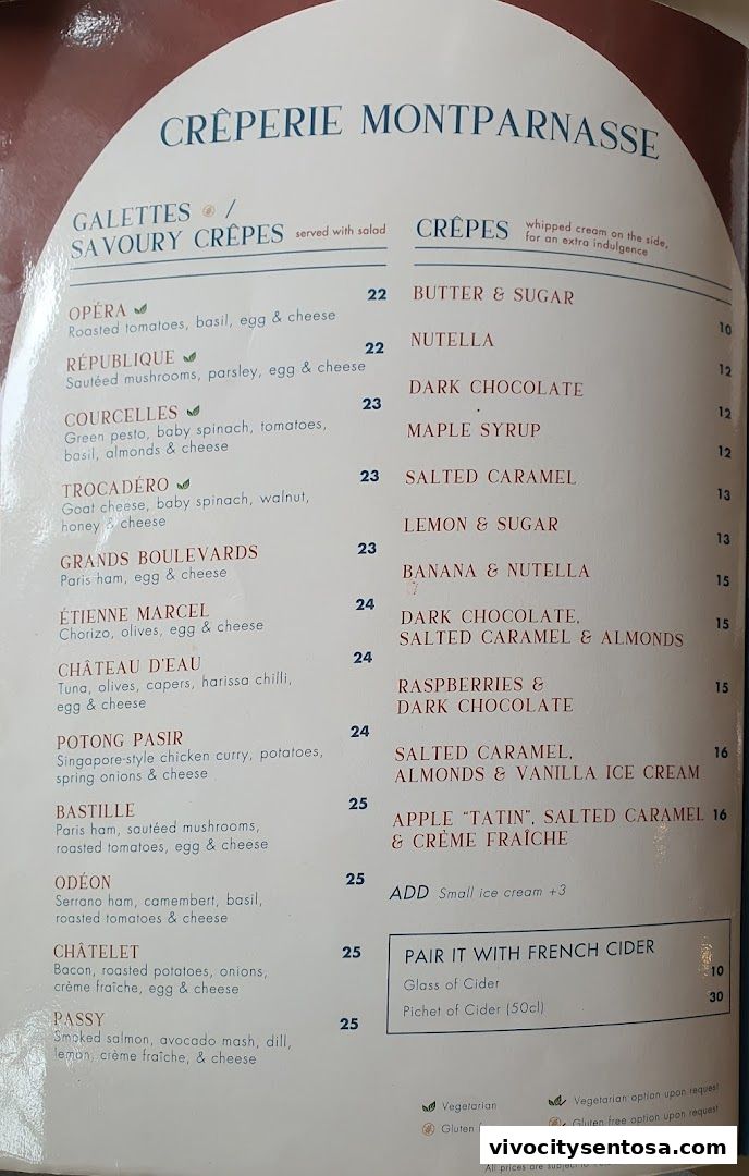 Menu page for Le Faubourg