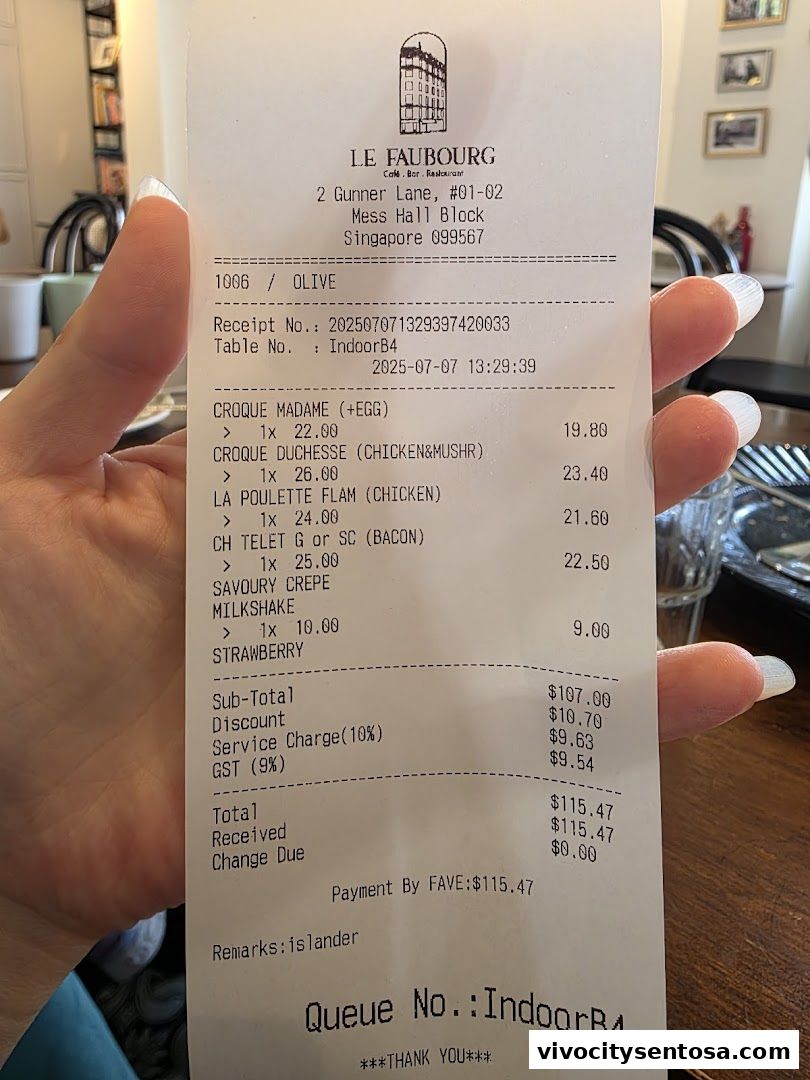 Menu page for Le Faubourg