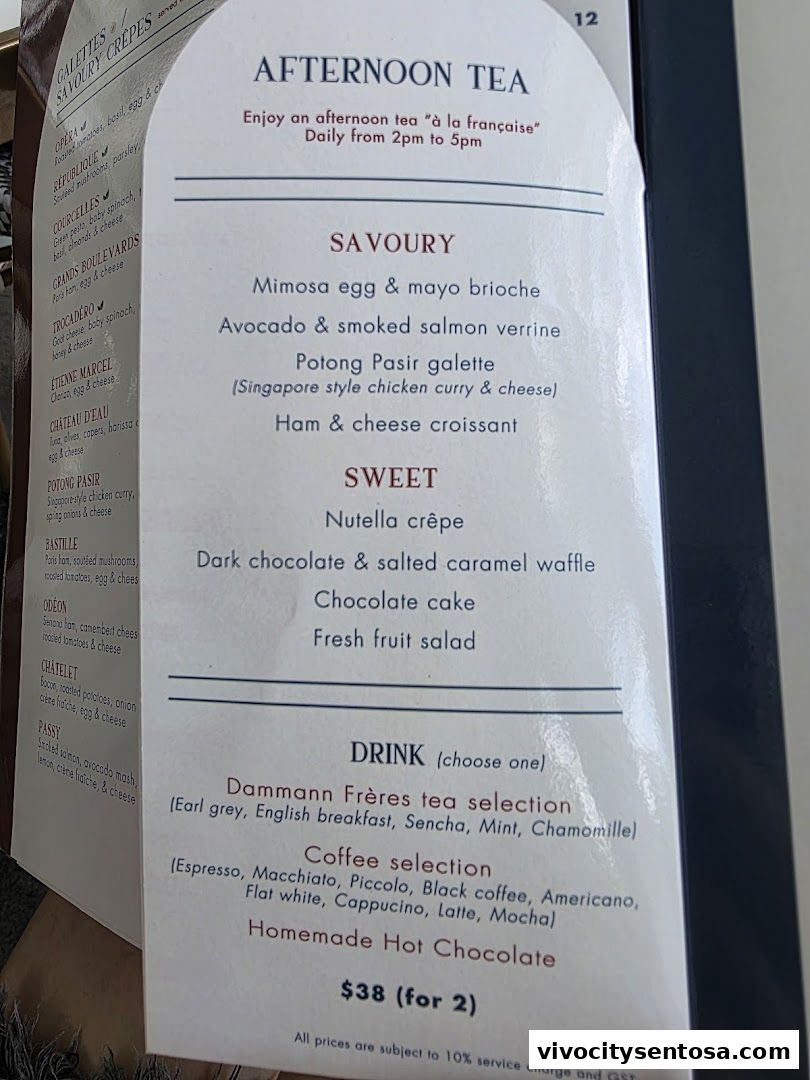 Menu page for Le Faubourg